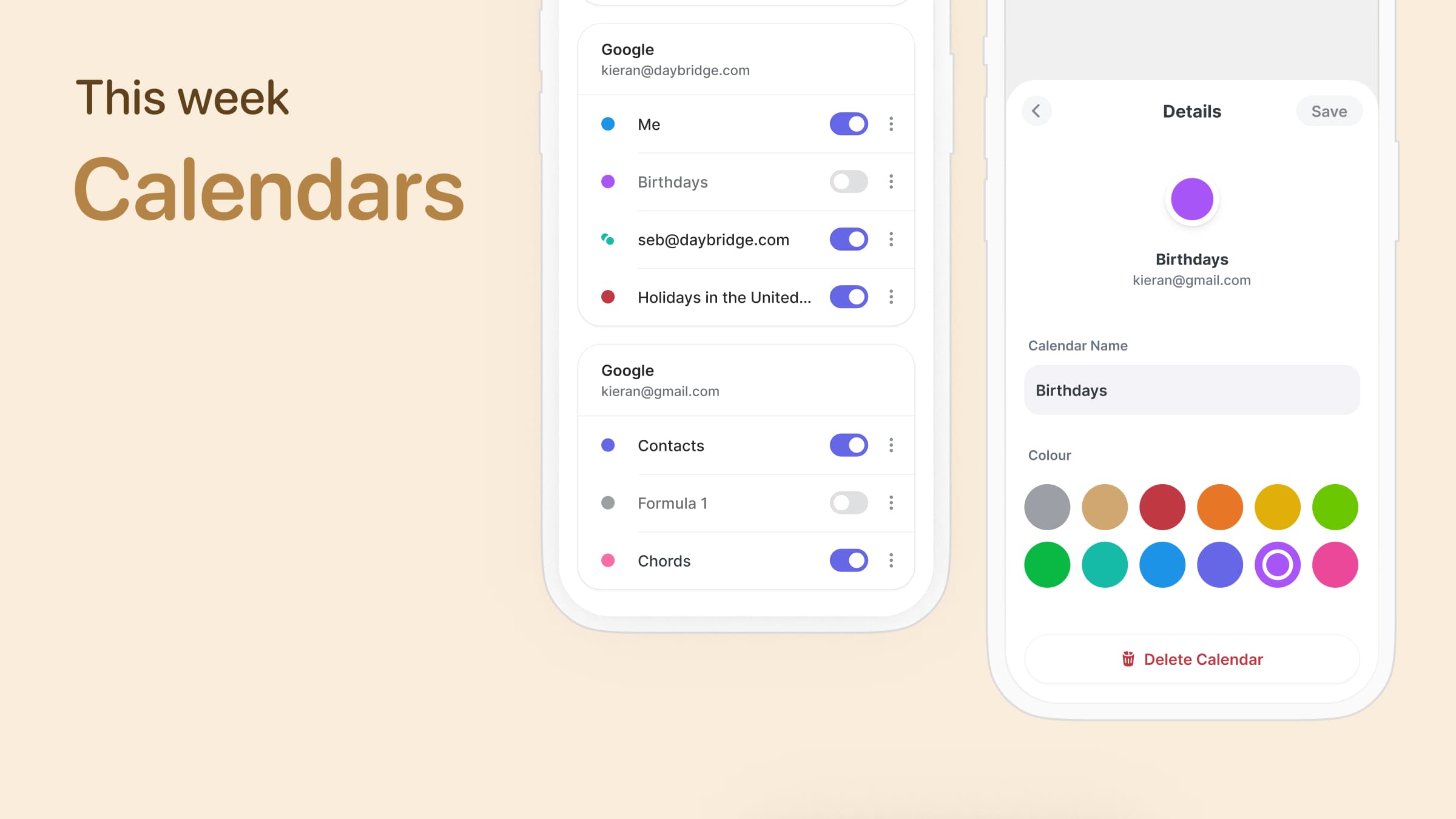 Calendars, Event Details, and Bug Fixes